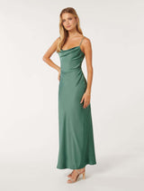 Mia Boat Neck Satin Maxi Dress Forever New