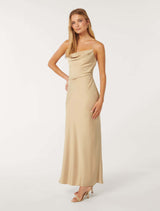 Mia Boat Neck Satin Maxi Dress Forever New