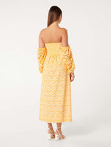 Sandy Broderie Off Shoulder Midi Dress Forever New