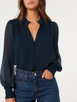 Flora Fluted Pleat Blouse Forever New