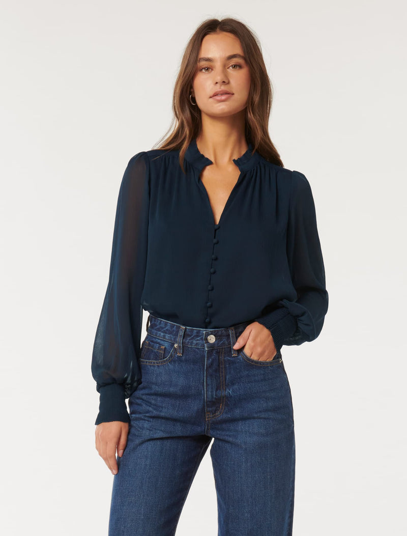 Flora Fluted Pleat Blouse Forever New