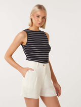 Millie Stripe Boatneck Tank Top Forever New