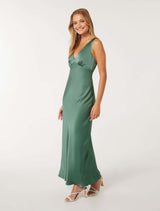 Cameron V Neck Satin Maxi Dress Forever New