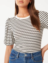 Zabrina Striped Crew Neck Top Forever New