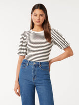 Zabrina Striped Crew Neck Top Forever New