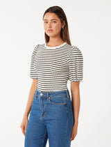 Zabrina Striped Crew Neck Top Forever New