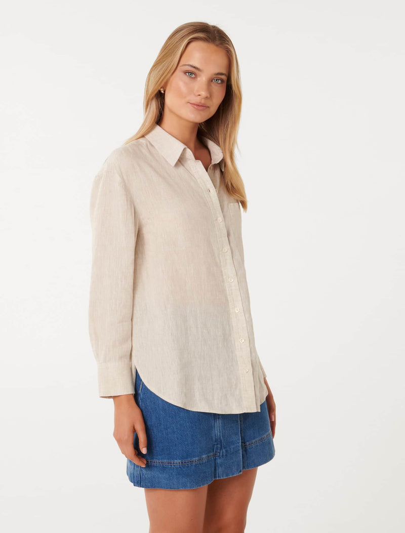 Willa Washed Linen Blend Shirt Forever New