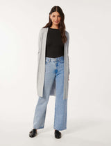 Daphne Long Line Ribbed Cardigan Forever New