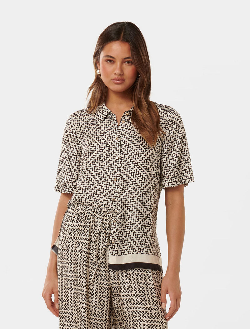 Becca Border Print Shirt Forever New