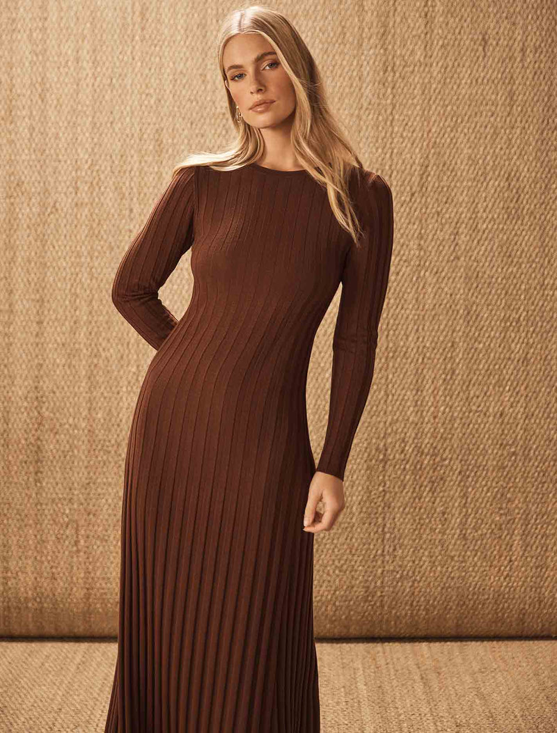 Lyla Crew Neck Detail Knit Dress Forever New