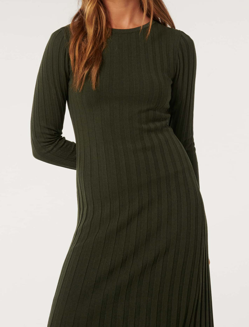 Lyla Crew Neck Detail Knit Dress Forever New