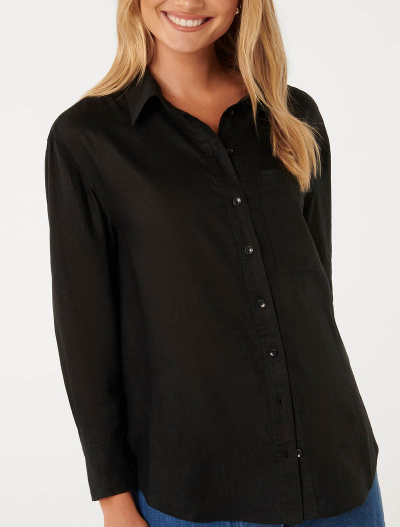 Willa Washed Linen Blend Shirt Forever New