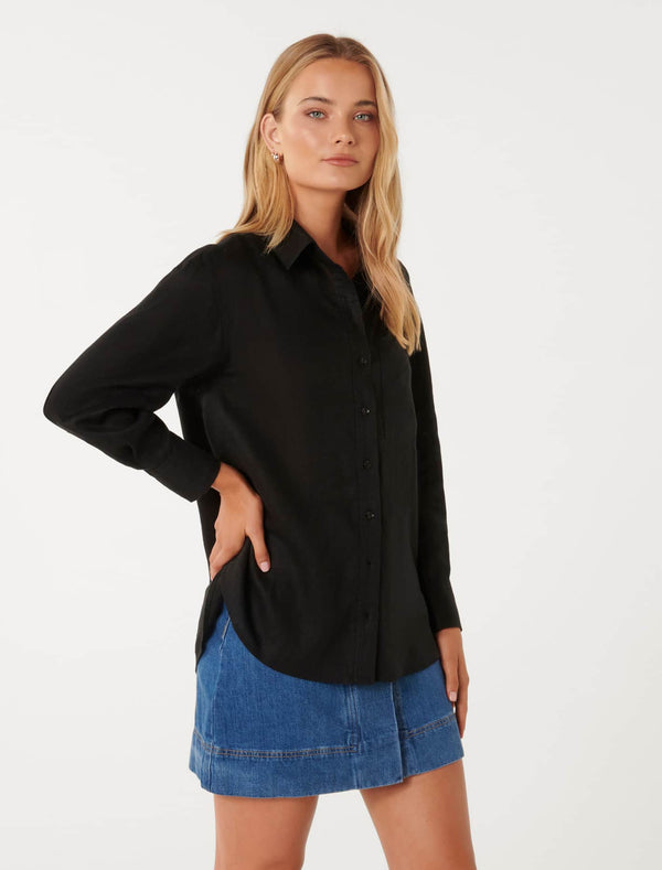 Willa Washed Linen Blend Shirt Forever New