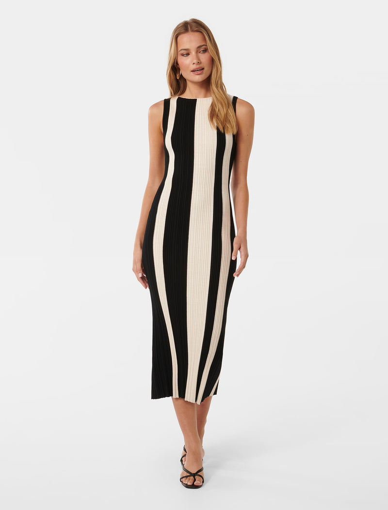 Emmie Vertical Striped Midi Dress Forever New