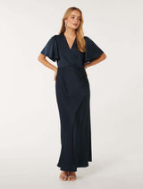 Chelsea Flutter Sleeve Satin Maxi Dress Forever New