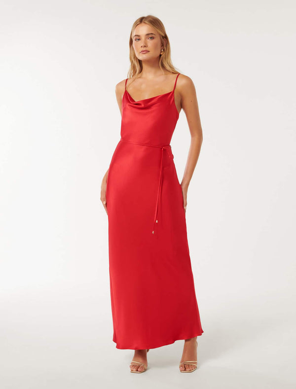 Lucy Satin Cowl Maxi Dress Forever New