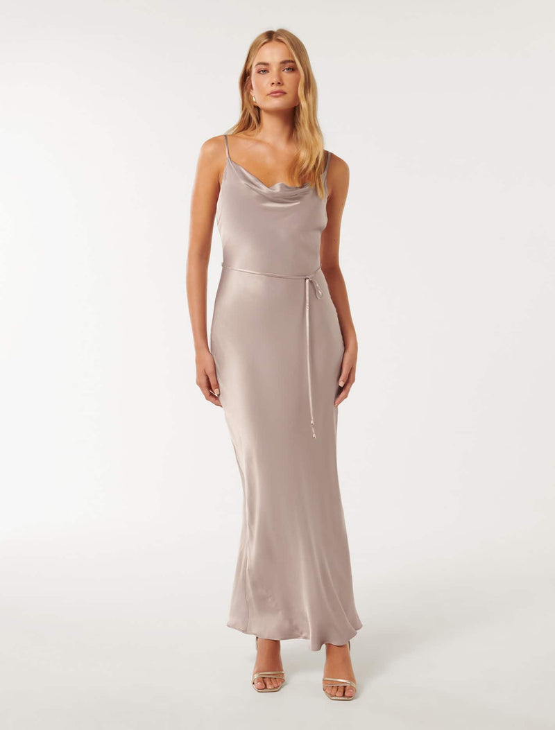 Lucy Satin Cowl Maxi Dress Forever New