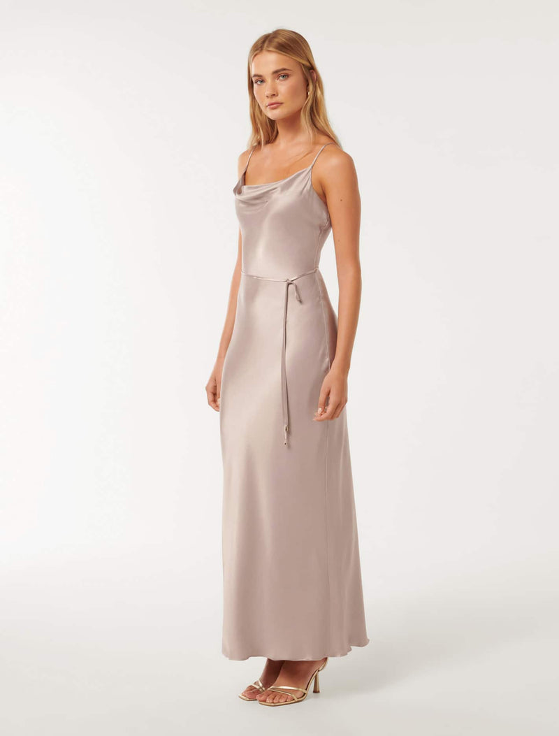 Lucy Satin Cowl Maxi Dress Forever New