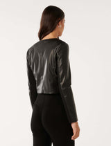 Vikki Collarless Pu Jacket Forever New