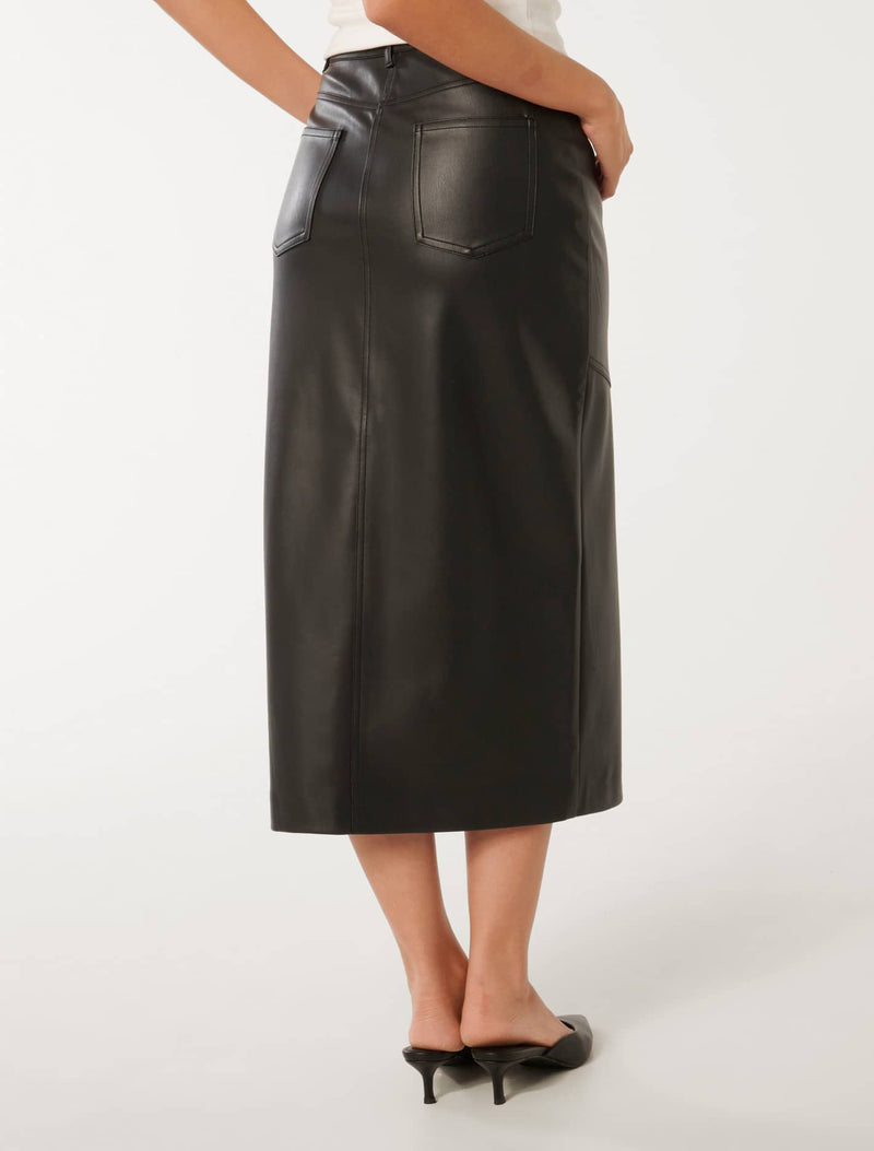 Elodie Vegan Leather Midaxi Skirt Forever New