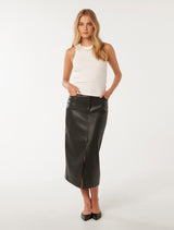 Elodie Vegan Leather Midaxi Skirt Forever New