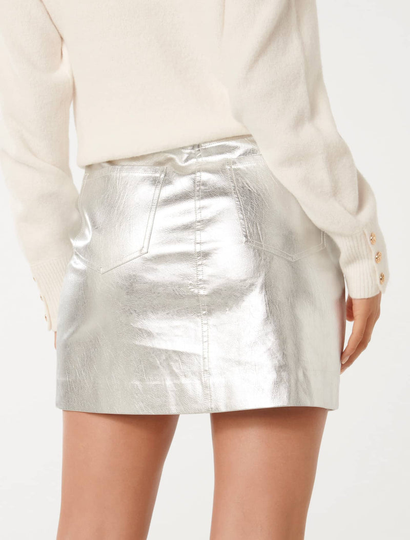 Ashlyn Vegan Leather Metallic Mini Skirt Forever New