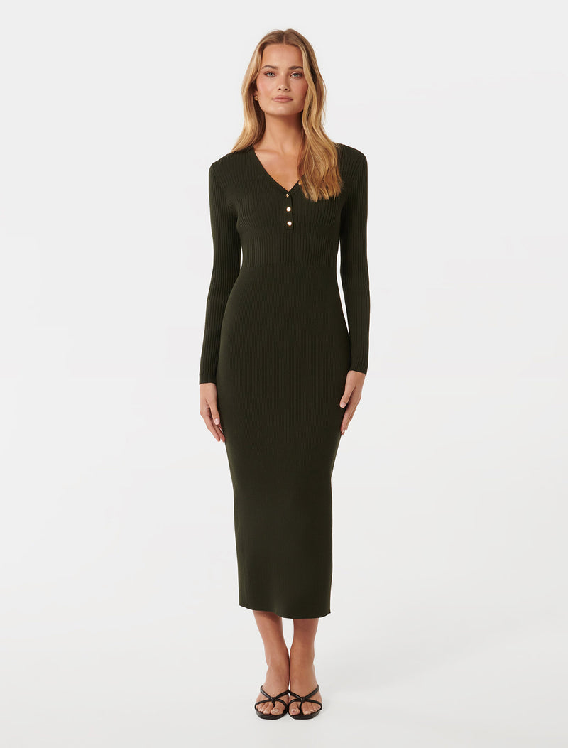 Teagan Ribbed Knit Midi Dress Forever New