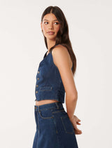 Dallas Denim Waistcoat Forever New