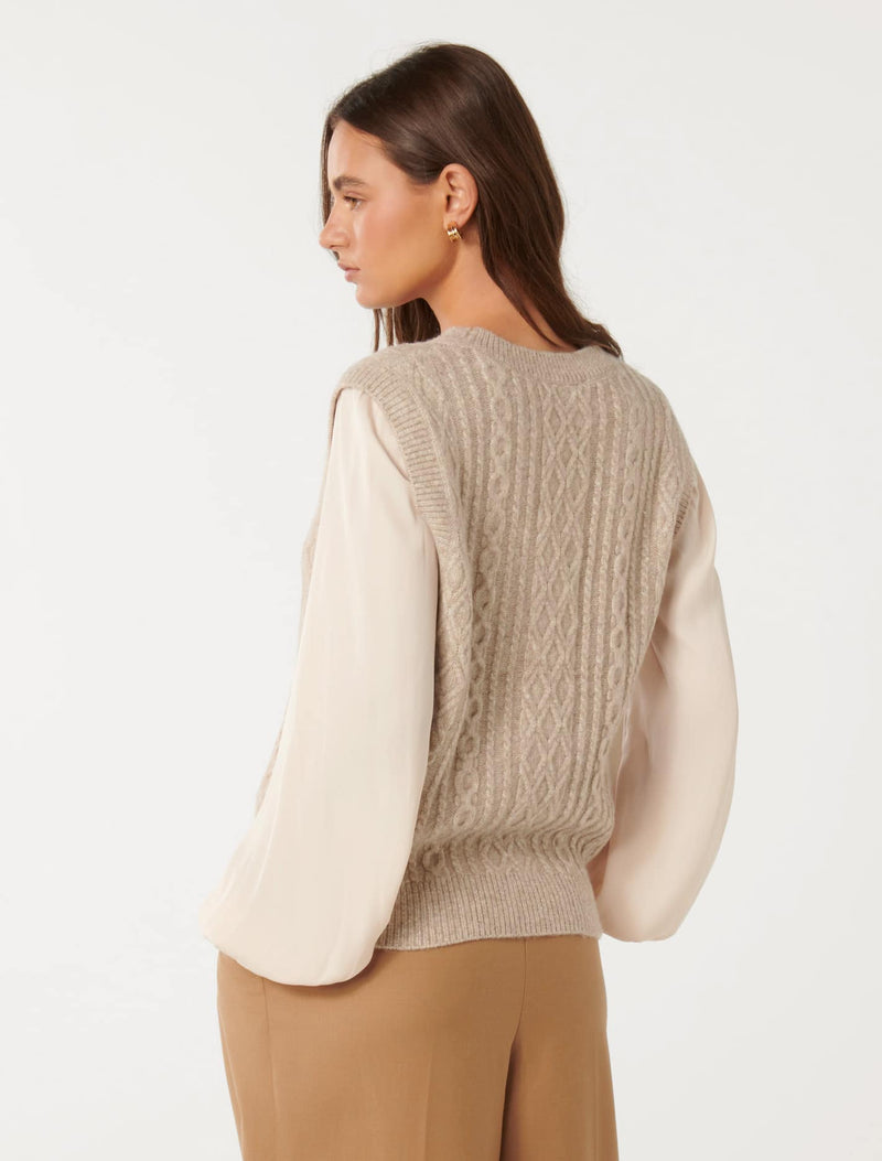 Indie Cable Knit Tabard Sweater Forever New