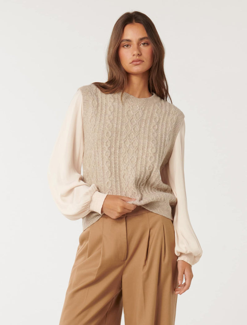 Indie Cable Knit Tabard Sweater Forever New