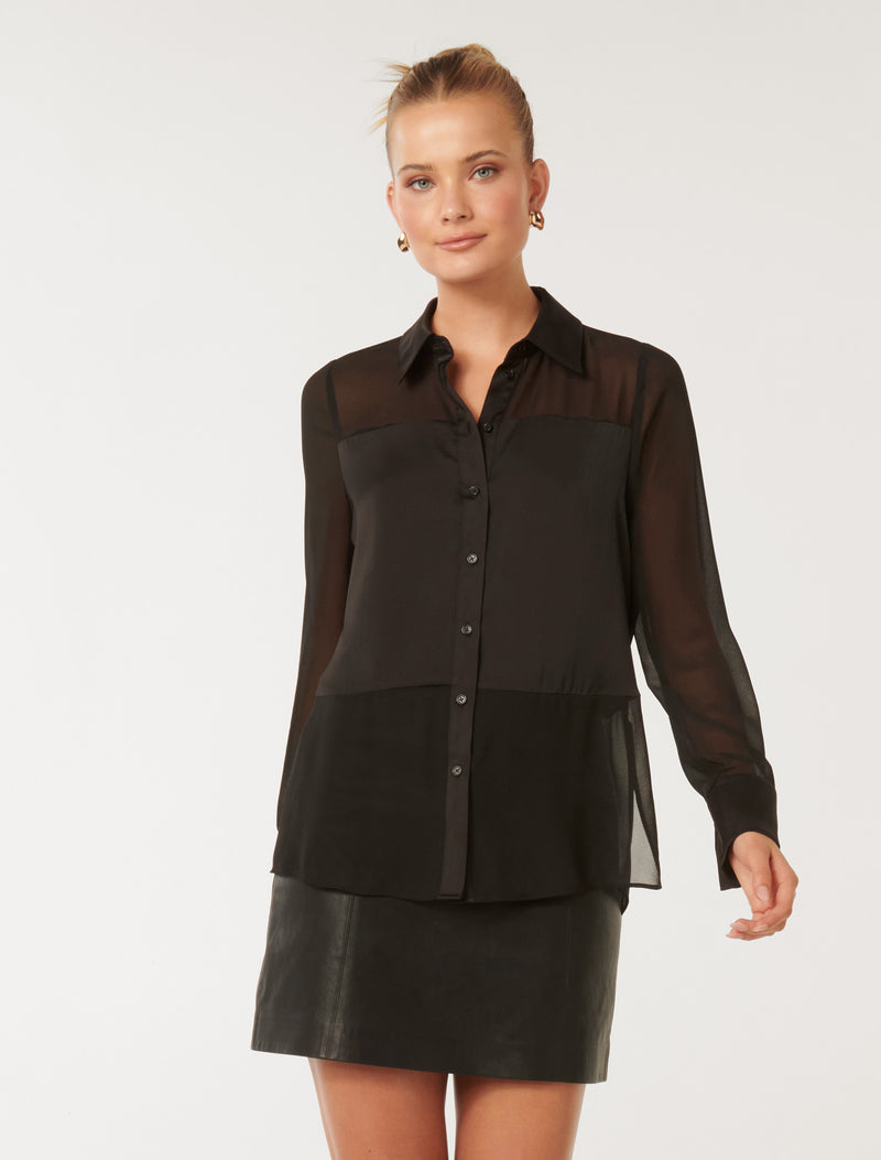 Scout Sheer Panelled Shirt Forever New