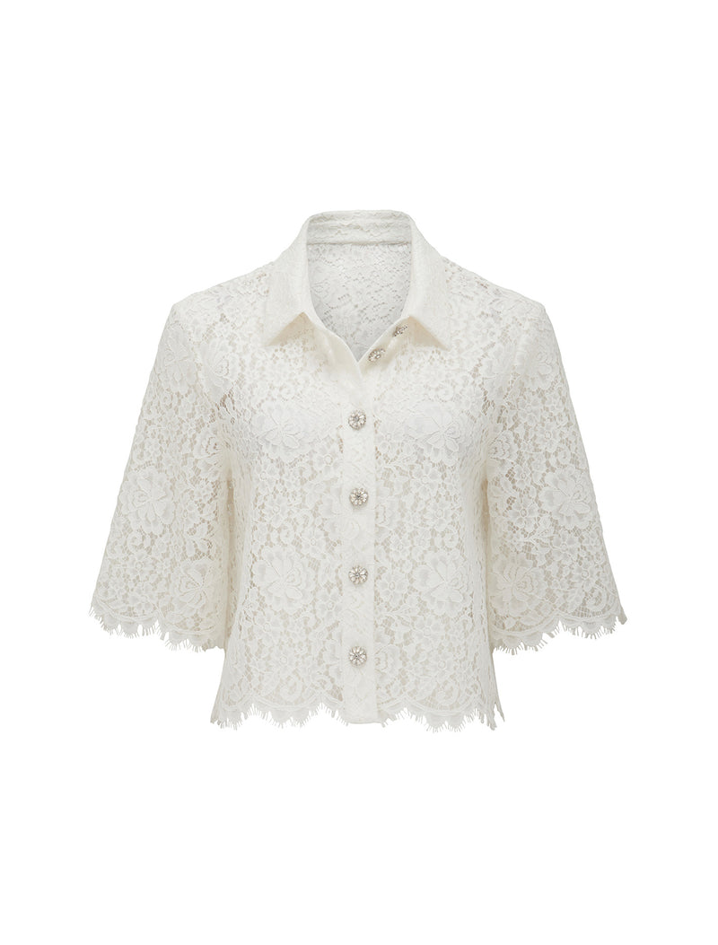 Ilah Lace Crop Shirt Forever New