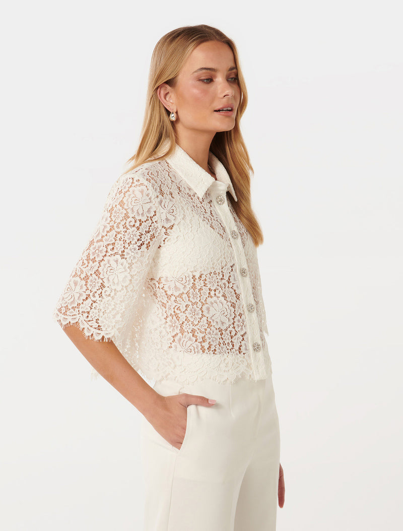 Ilah Lace Crop Shirt Forever New