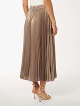 Estella Metallic Pleated Maxi Skirt Forever New