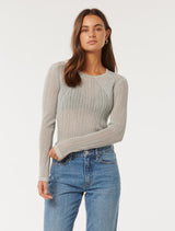 Cara Sheer Mix Knit Jumper Forever New