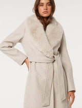 Monica Fur Collar Wrap Coat Forever New