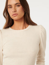 Vina Ribbed Puff Sleeve Top Forever New