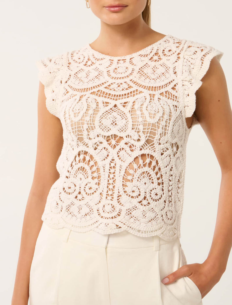 Zara Frill Crochet Top Forever New