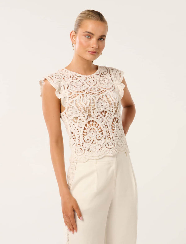 Zara Frill Crochet Top Forever New