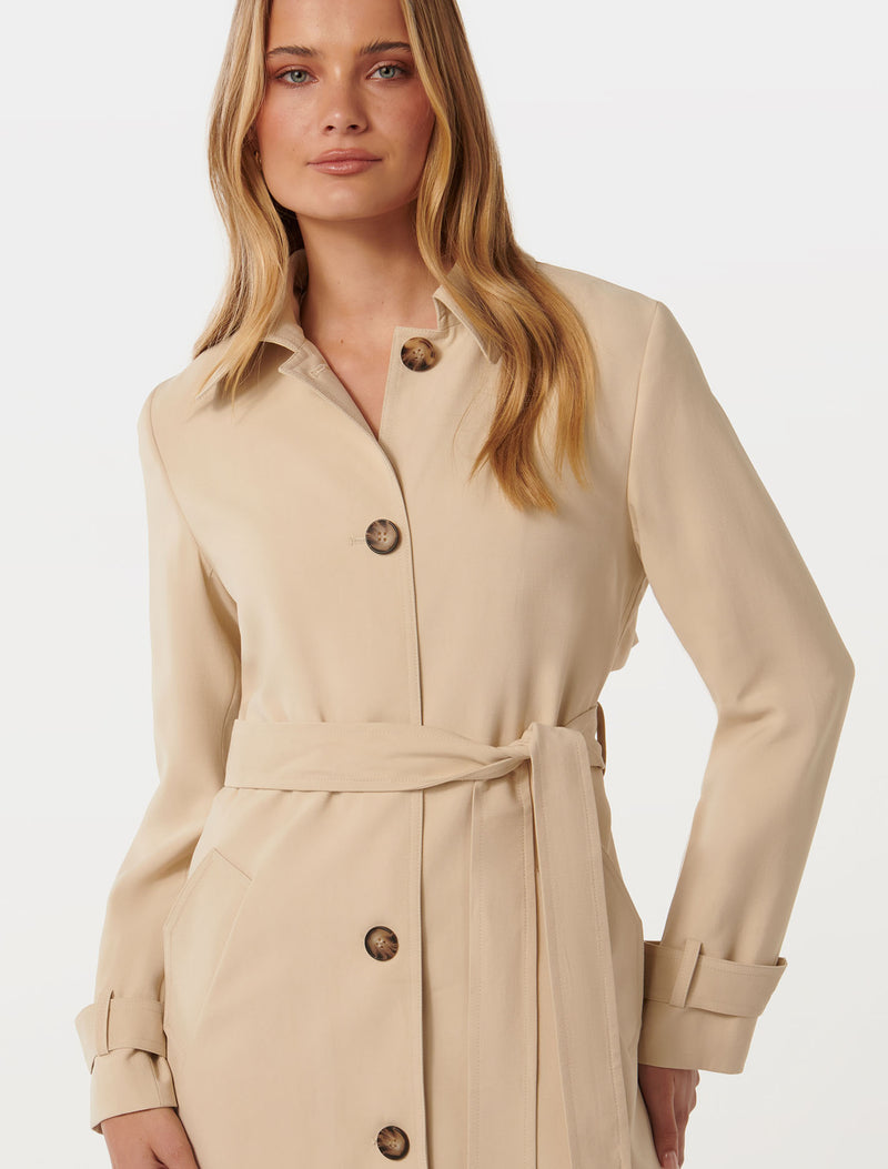 Darlah Single Breasted Soft Trench Coat Forever New