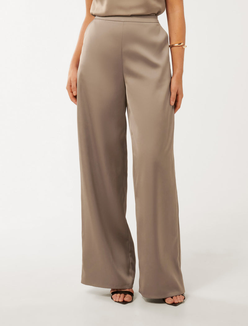 Emila Satin Wide Leg Pants Forever New