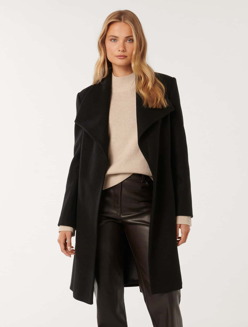 Annika Shawl Collar Wrap Coat Forever New