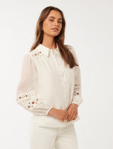 Carina Crochet Trim Shirt Forever New