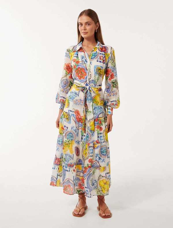 Sylvie Tiered Shirt Midi Dress Forever New