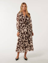 Saskia Pleat Wrap Midi Dress Forever New