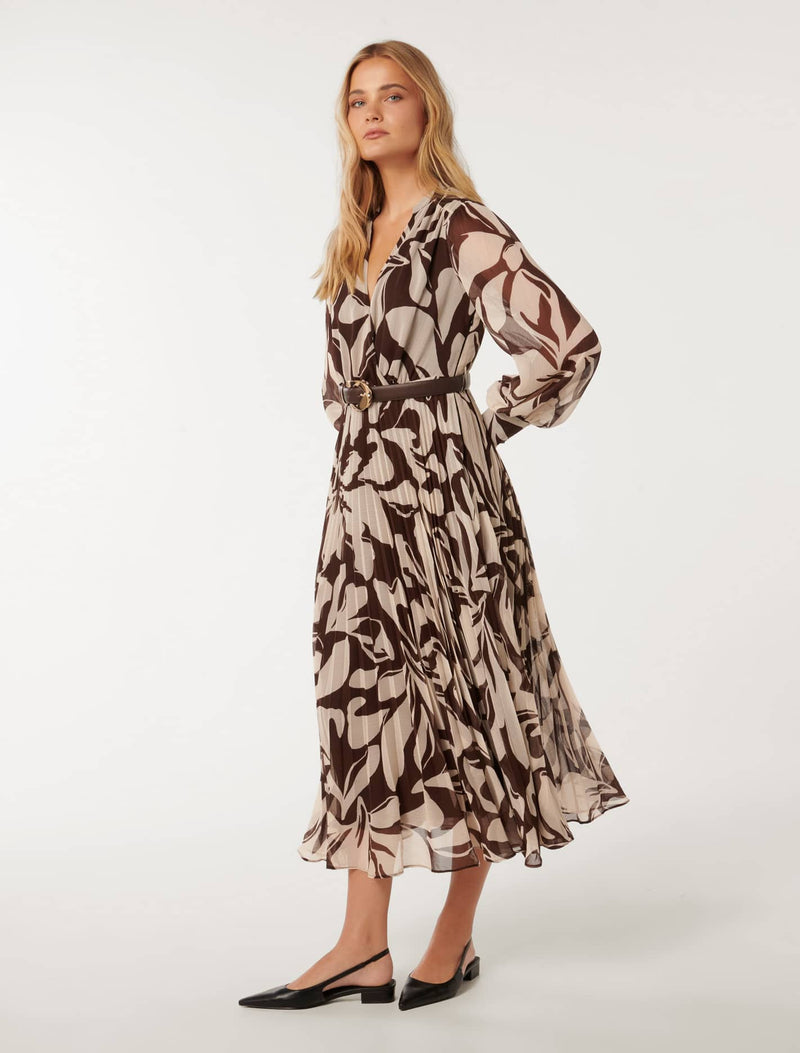 Saskia Pleat Wrap Midi Dress Forever New