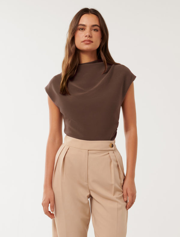 Leenah Grown On Neck Crepe Top Forever New