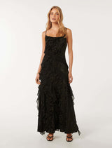 Piper Velvet Ruffle Maxi Dress Forever New