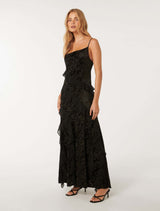 Piper Velvet Ruffle Maxi Dress Forever New