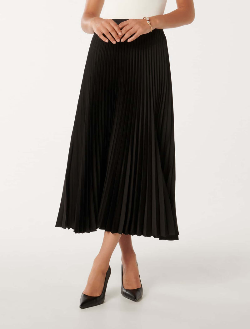 Estelle Satin Pleated Maxi Skirt Forever New